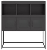 VidaXL Dressoir 100,5x39x107 cm koudgewalst staal zwart