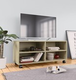 VidaXL Tv-meubel met wieltjes 90x35x35 cm bewerkt hout sonoma eiken