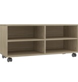 VidaXL Tv-meubel met wieltjes 90x35x35 cm bewerkt hout sonoma eiken