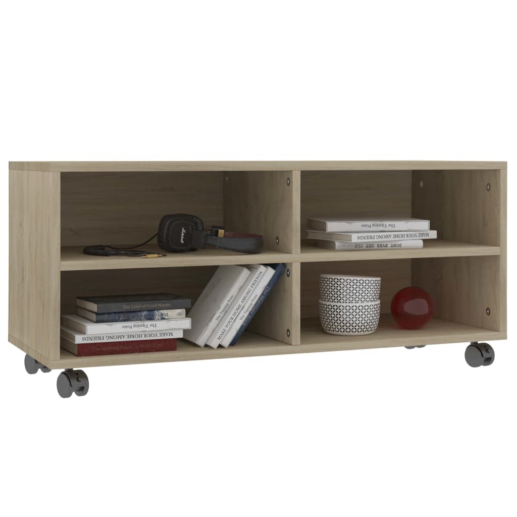 VidaXL Tv-meubel met wieltjes 90x35x35 cm bewerkt hout sonoma eiken