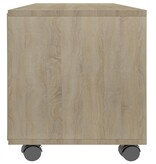 VidaXL Tv-meubel met wieltjes 90x35x35 cm bewerkt hout sonoma eiken