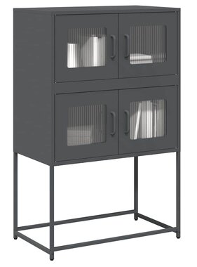 VidaXL Hoge kast 68x39x107 cm staal antracietkleurig