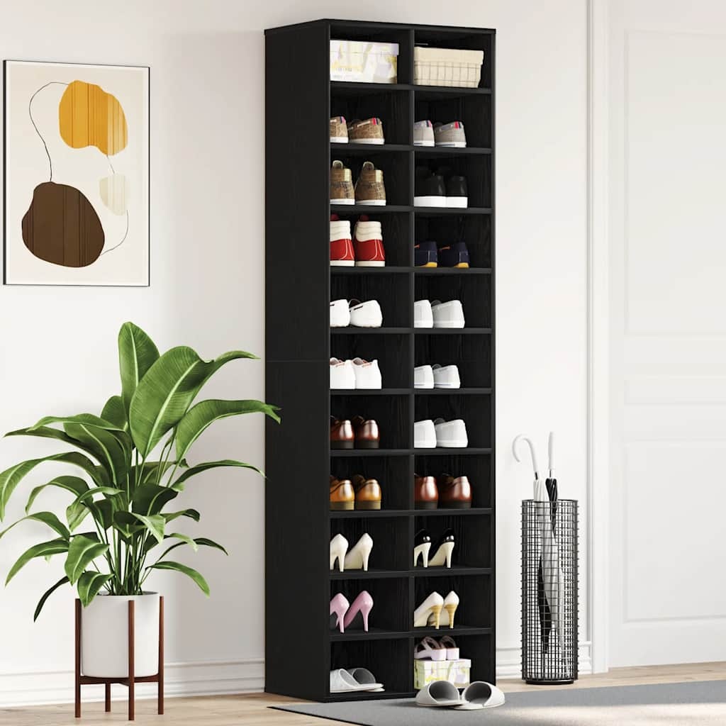 VidaXL Schoenenkast 54x34x183 cm spaanplaat zwart eikenkleurig