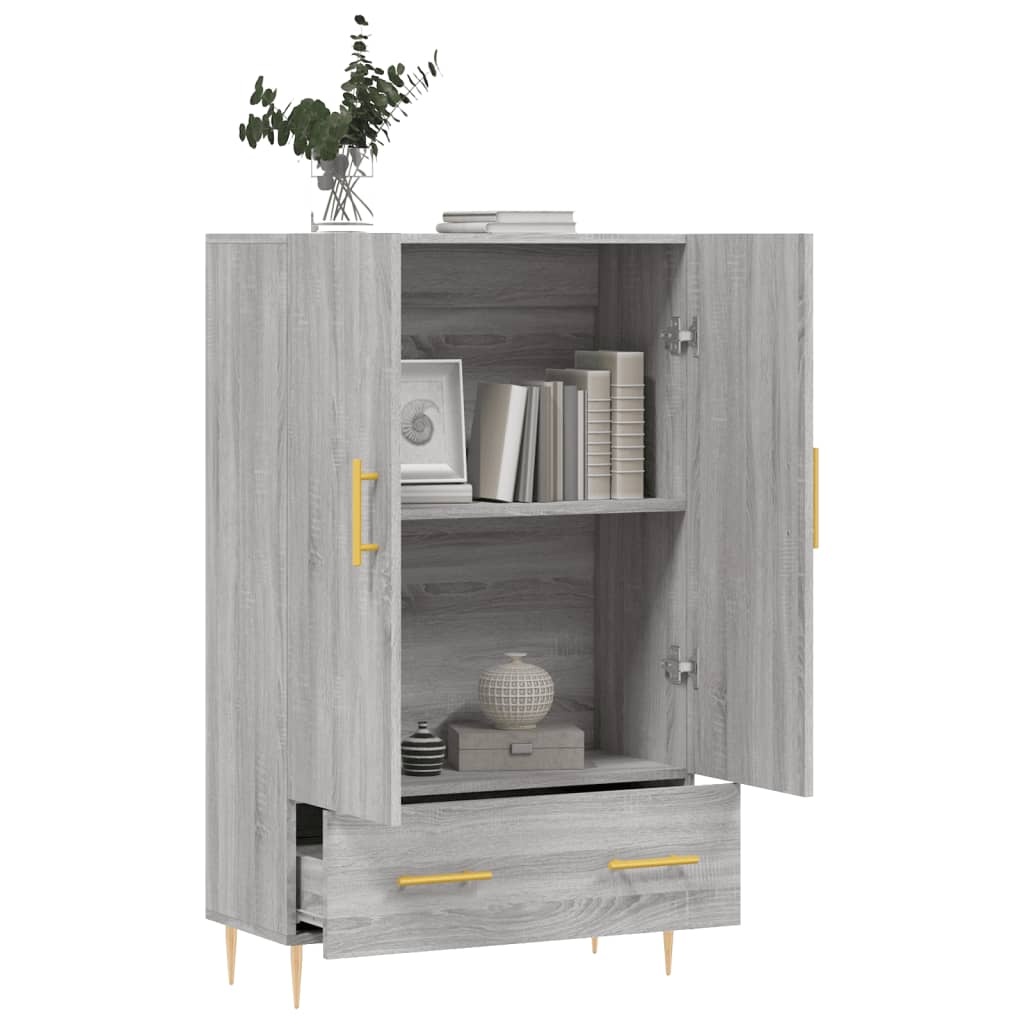 VidaXL Hoge kast 69,5x31x115 cm bewerkt hout grijs sonoma eikenkleurig