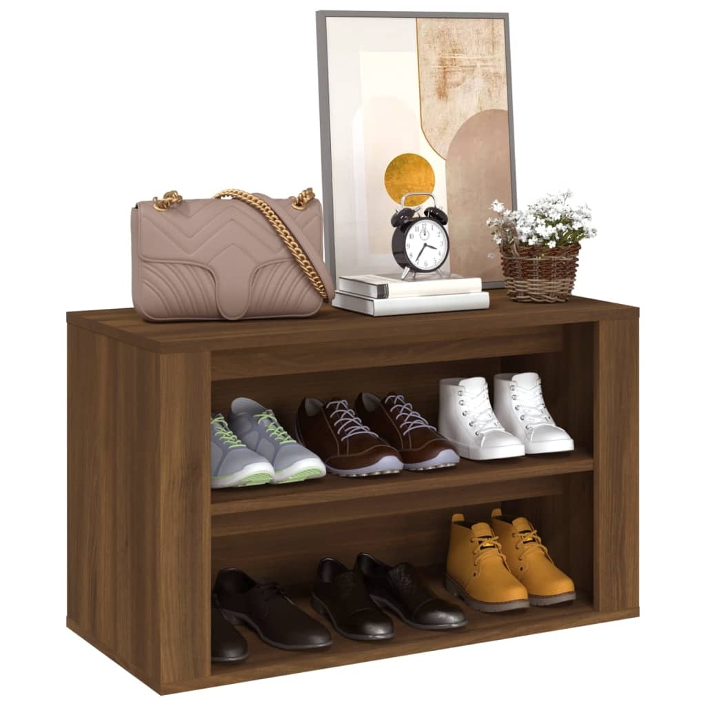 VidaXL Schoenenrek 75x35x45 cm bewerkt hout bruin eikenkleur