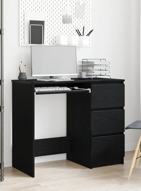 VidaXL Bureau 90x45x76 cm spaanplaat zwart eikenkleurig