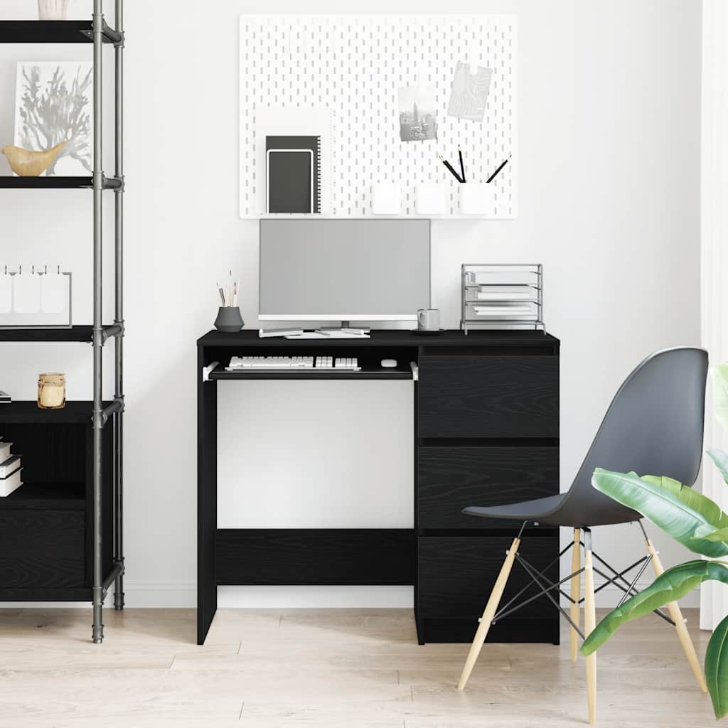 VidaXL Bureau 90x45x76 cm spaanplaat zwart eikenkleurig