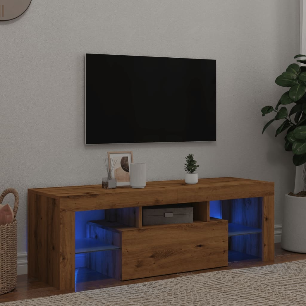 VidaXL Tv-meubel met LED 120x36,5x40 cm bewerkt hout artisanaal eiken