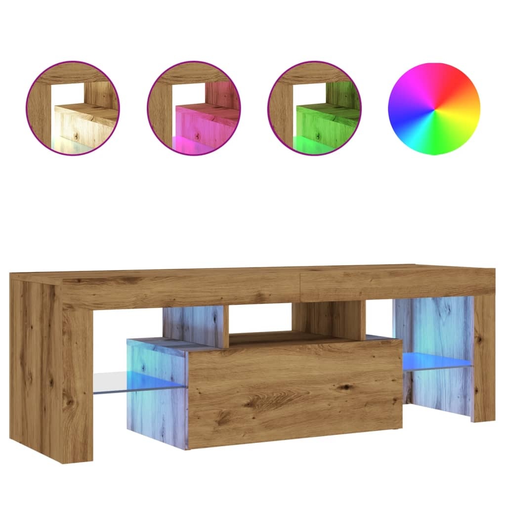 VidaXL Tv-meubel met LED 120x36,5x40 cm bewerkt hout artisanaal eiken