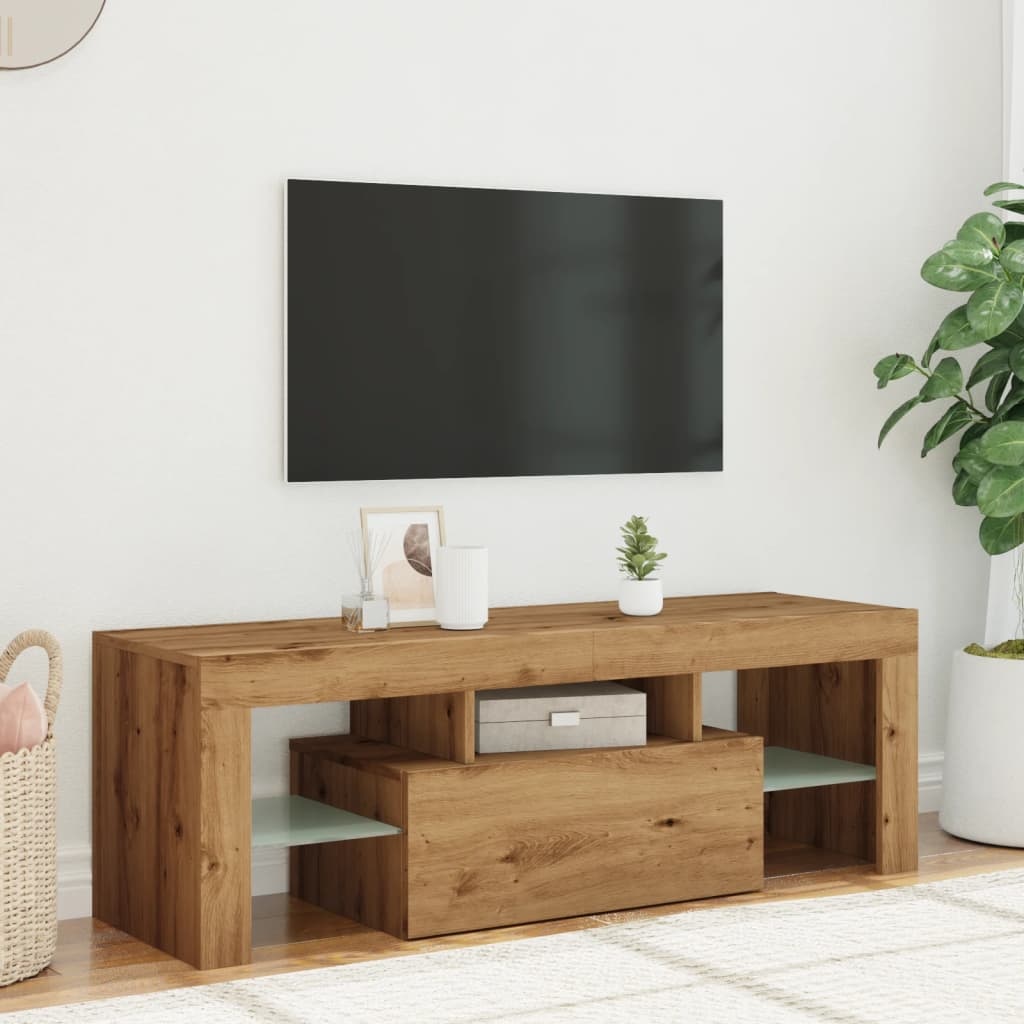 VidaXL Tv-meubel met LED 120x36,5x40 cm bewerkt hout artisanaal eiken