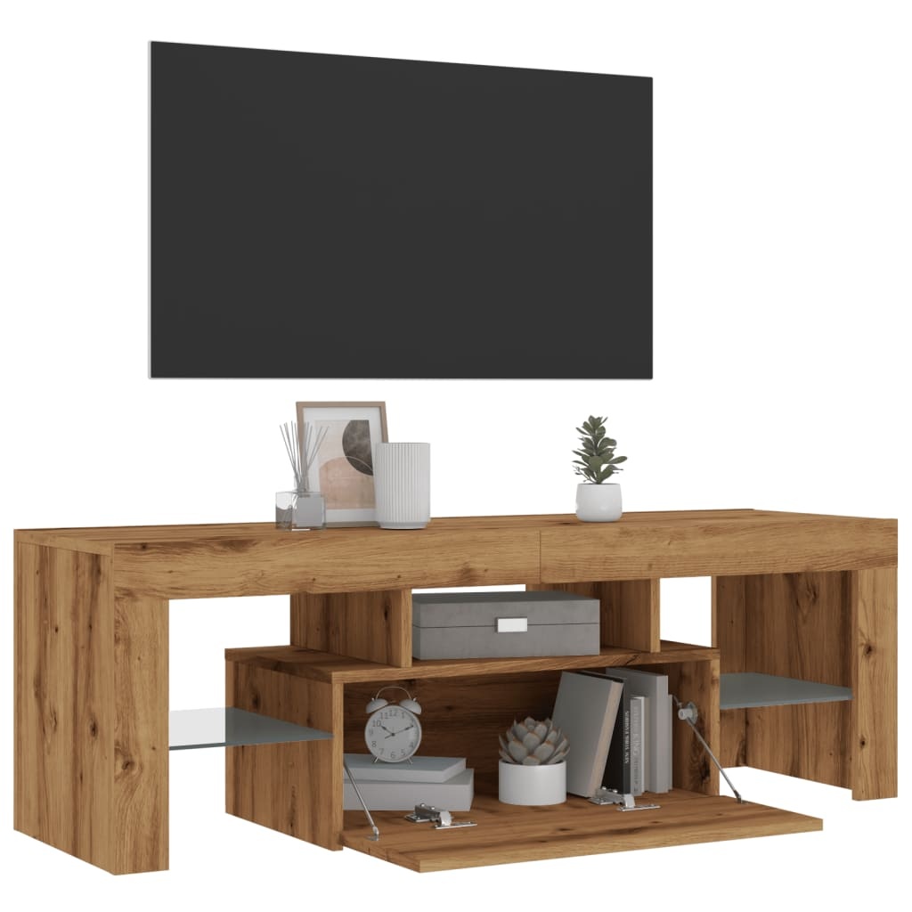 VidaXL Tv-meubel met LED 120x36,5x40 cm bewerkt hout artisanaal eiken