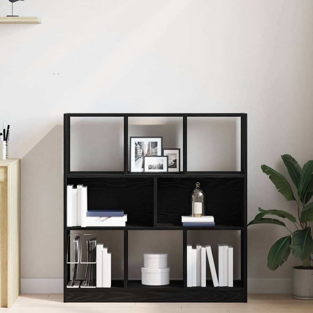 VidaXL Boekenkast 97,5x29,5x100 cm spaanplaat zwart eikenkleurig