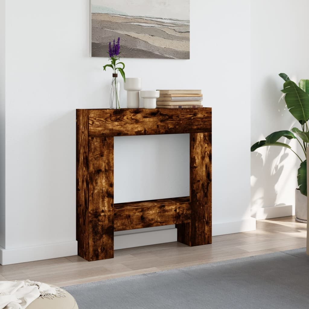 VidaXL Haardombouw 81x18x82 cm bewerkt hout gerookt eikenkleurig