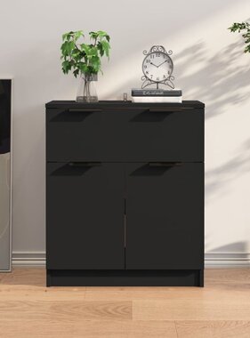 VidaXL Dressoir 60x30x70 cm bewerkt hout zwart