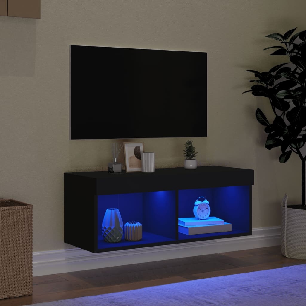 VidaXL Tv-meubel met LED-verlichting 80x30x30 cm zwart