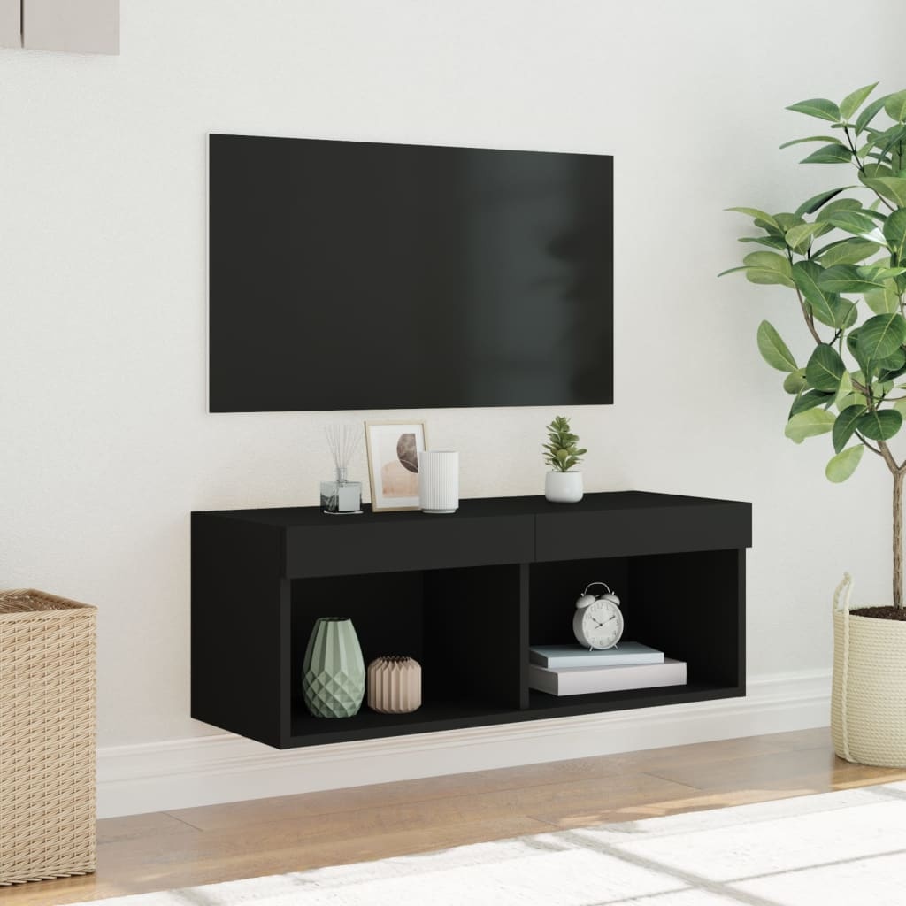 VidaXL Tv-meubel met LED-verlichting 80x30x30 cm zwart