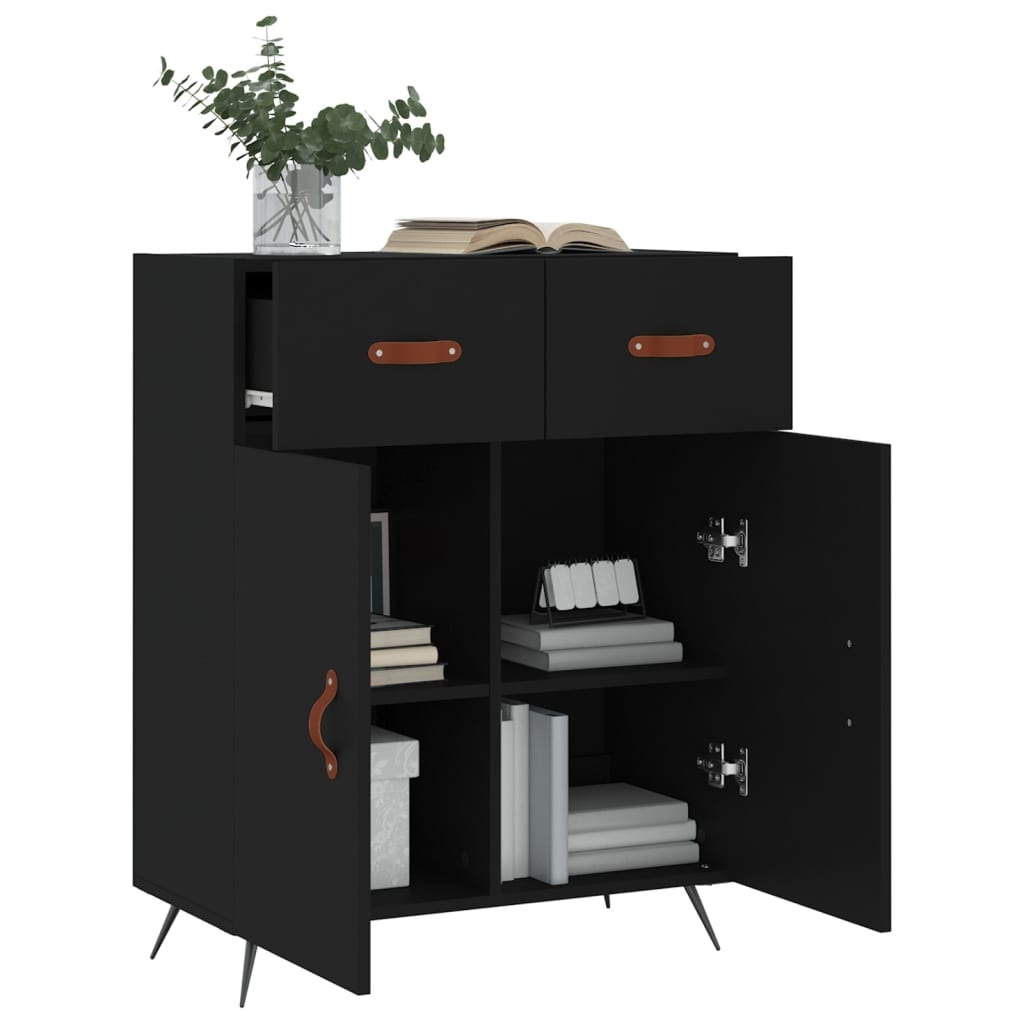 VidaXL Dressoir 69,5x34x90 cm bewerkt hout zwart