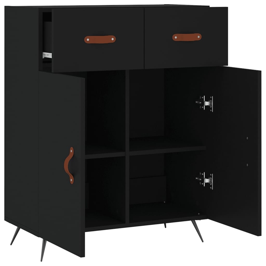 VidaXL Dressoir 69,5x34x90 cm bewerkt hout zwart