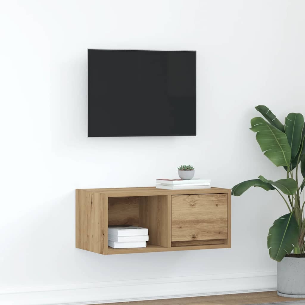 VidaXL TV-meubel 60x31x25,5 cm bewerkt hout artisanaal eikenkleur