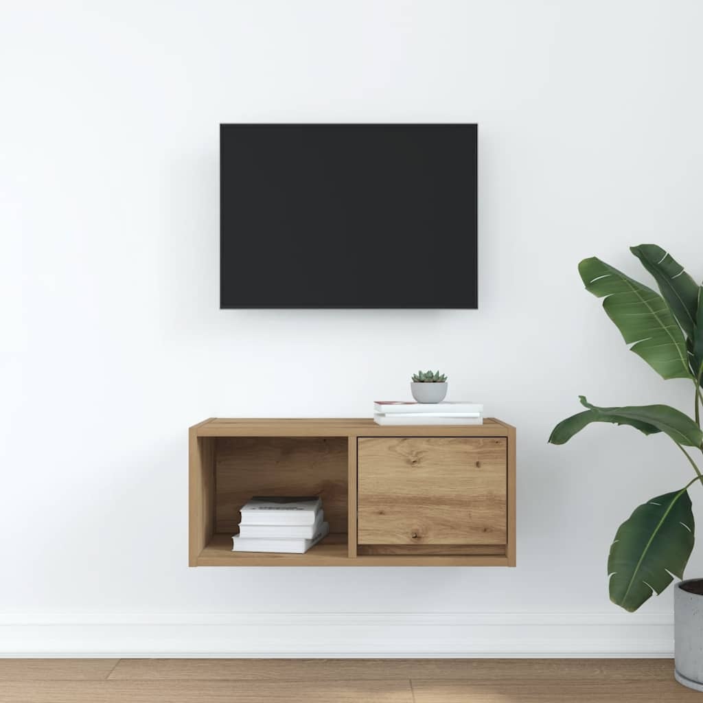 VidaXL TV-meubel 60x31x25,5 cm bewerkt hout artisanaal eikenkleur