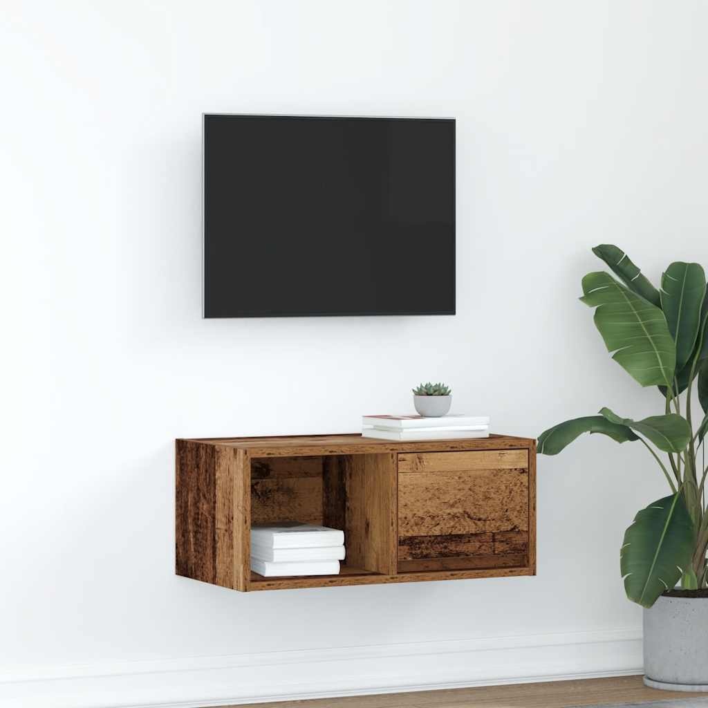 VidaXL TV-meubel 60x31x25,5 cm bewerkt hout oud houtkleurig