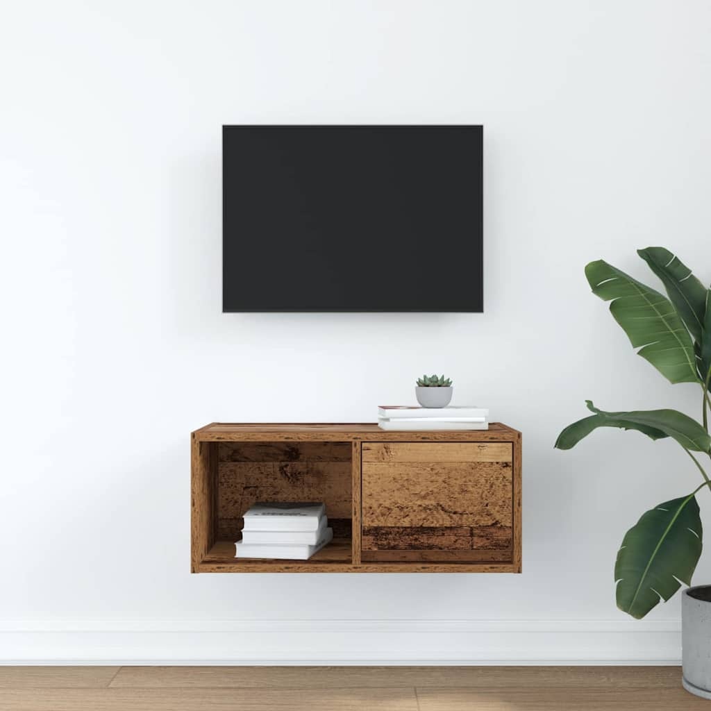VidaXL TV-meubel 60x31x25,5 cm bewerkt hout oud houtkleurig