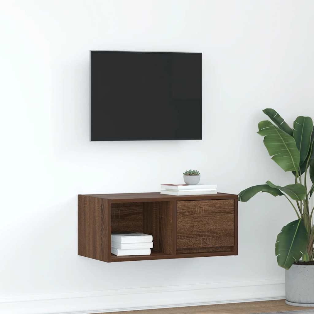 VidaXL TV-meubel 60x31x25,5 cm bewerkt hout bruin eikenkleur