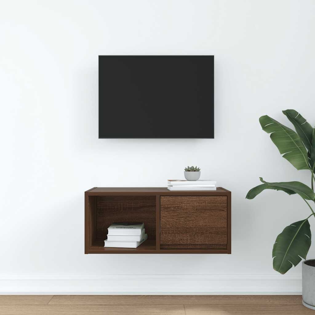 VidaXL TV-meubel 60x31x25,5 cm bewerkt hout bruin eikenkleur