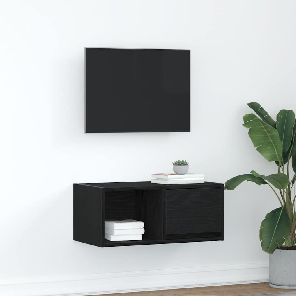 VidaXL TV-meubel 60x31x25,5 cm spaanplaat zwart eikenkleurig