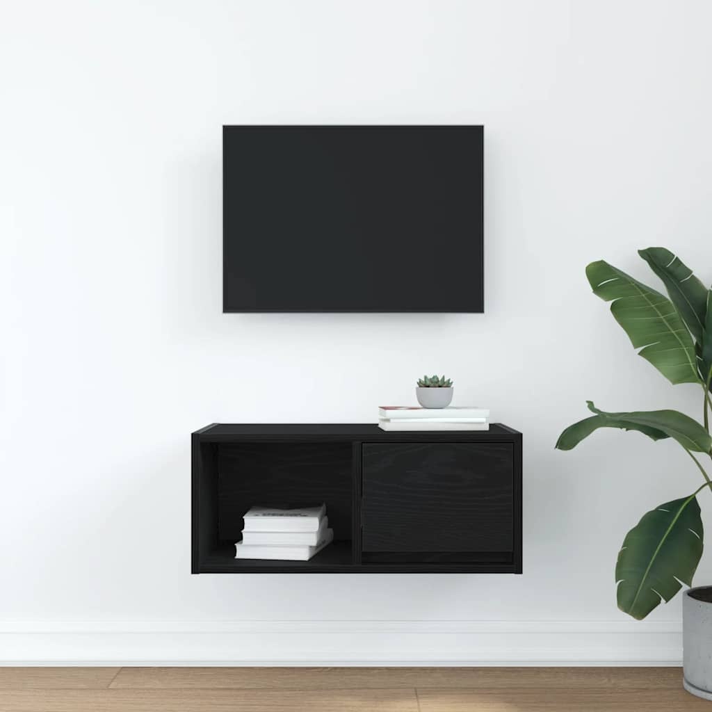 VidaXL TV-meubel 60x31x25,5 cm spaanplaat zwart eikenkleurig