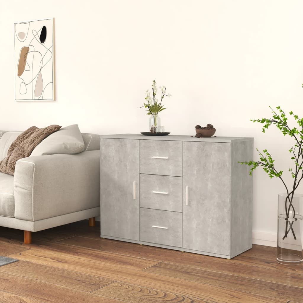 VidaXL Dressoir 91x29,5x65 cm bewerkt hout betongrijs