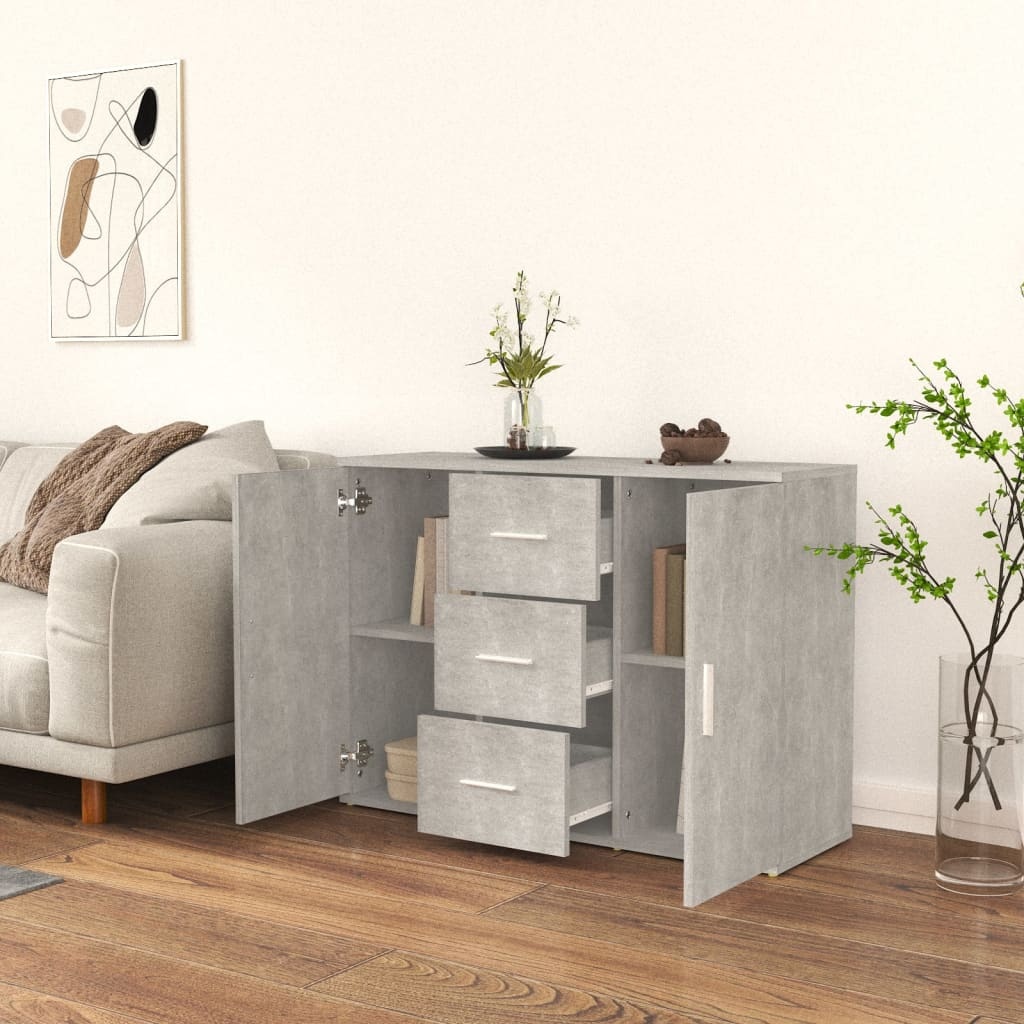 VidaXL Dressoir 91x29,5x65 cm bewerkt hout betongrijs