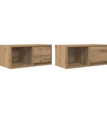 VidaXL Tv-meubelen 2 st 60x31x25,5 cm bewerkt hout artisanaal eiken