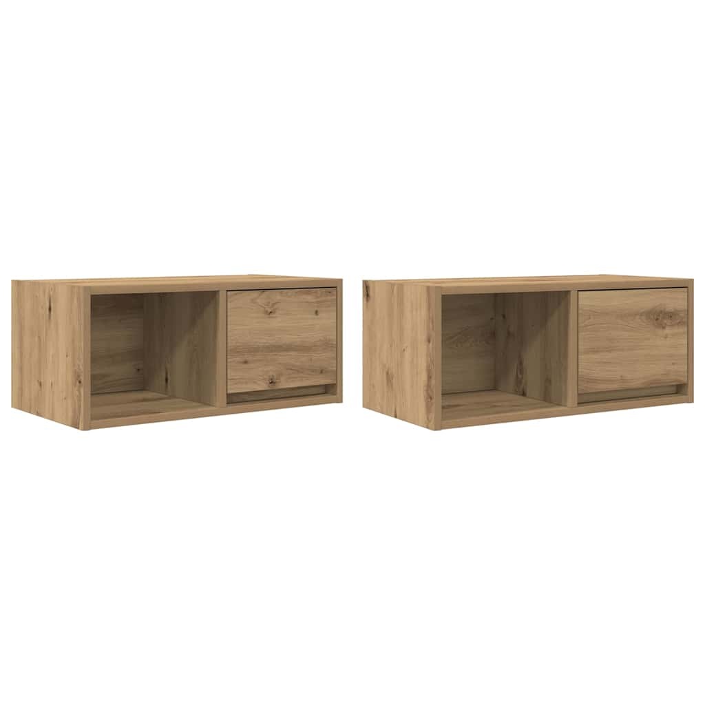 VidaXL Tv-meubelen 2 st 60x31x25,5 cm bewerkt hout artisanaal eiken
