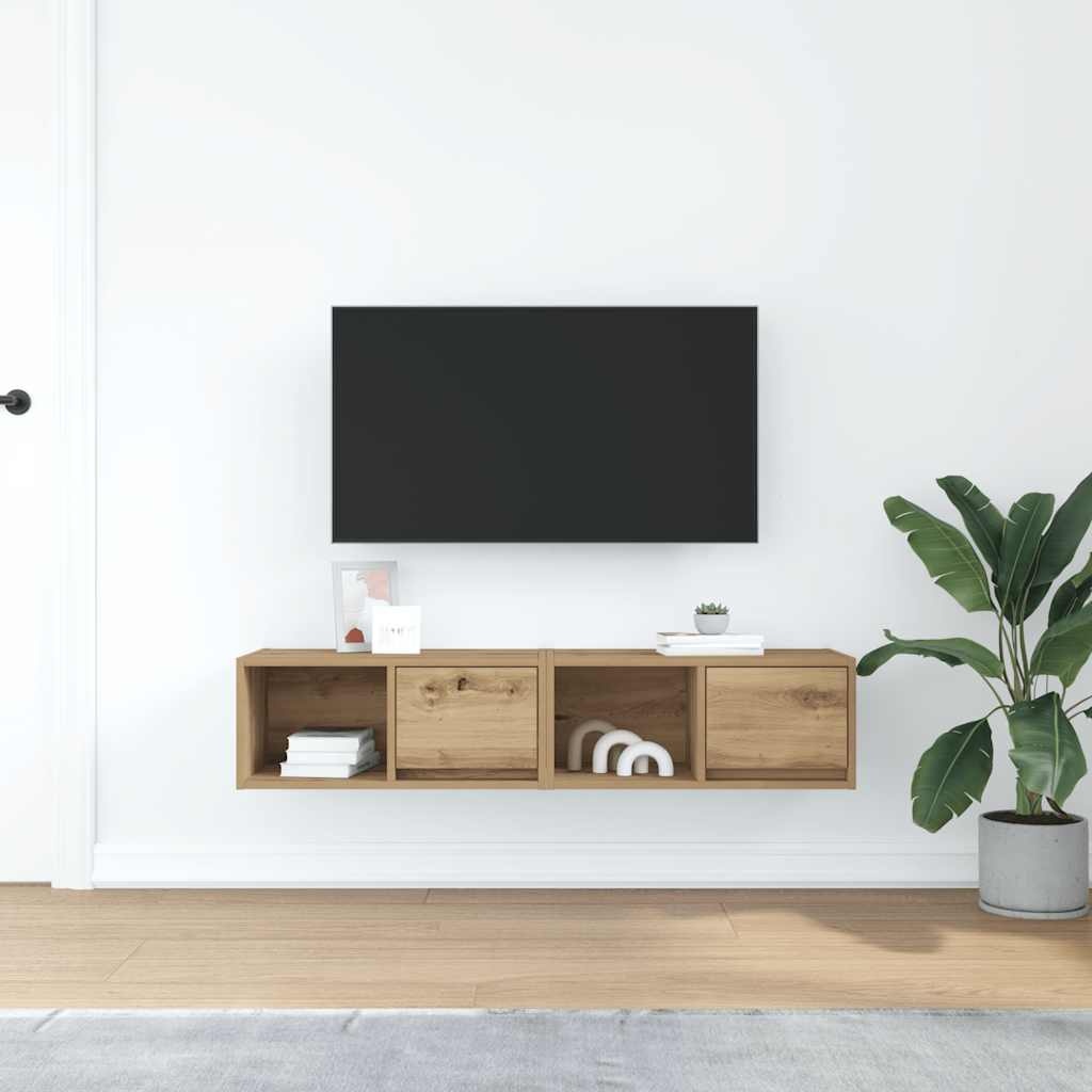 VidaXL Tv-meubelen 2 st 60x31x25,5 cm bewerkt hout artisanaal eiken