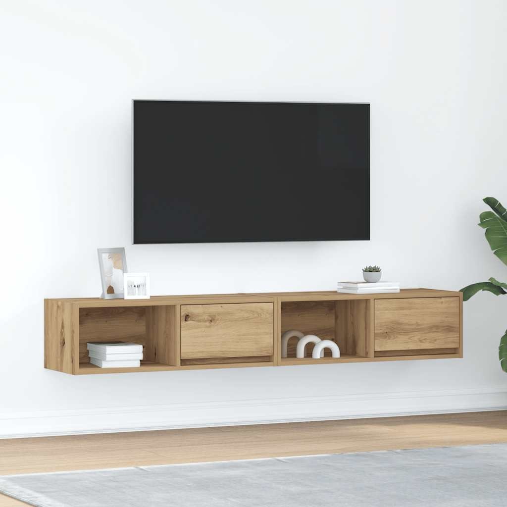VidaXL Tv-meubelen 2 st 80x31x25,5 cm bewerkt hout artisanaal eiken