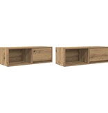 VidaXL Tv-meubelen 2 st 80x31x25,5 cm bewerkt hout artisanaal eiken