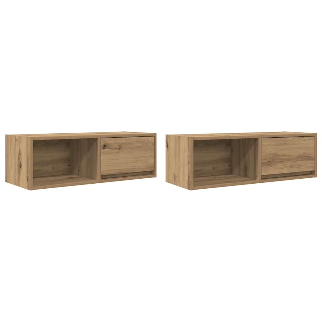 VidaXL Tv-meubelen 2 st 80x31x25,5 cm bewerkt hout artisanaal eiken