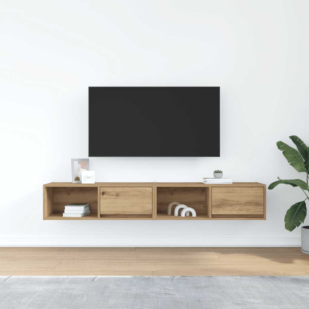 VidaXL Tv-meubelen 2 st 80x31x25,5 cm bewerkt hout artisanaal eiken