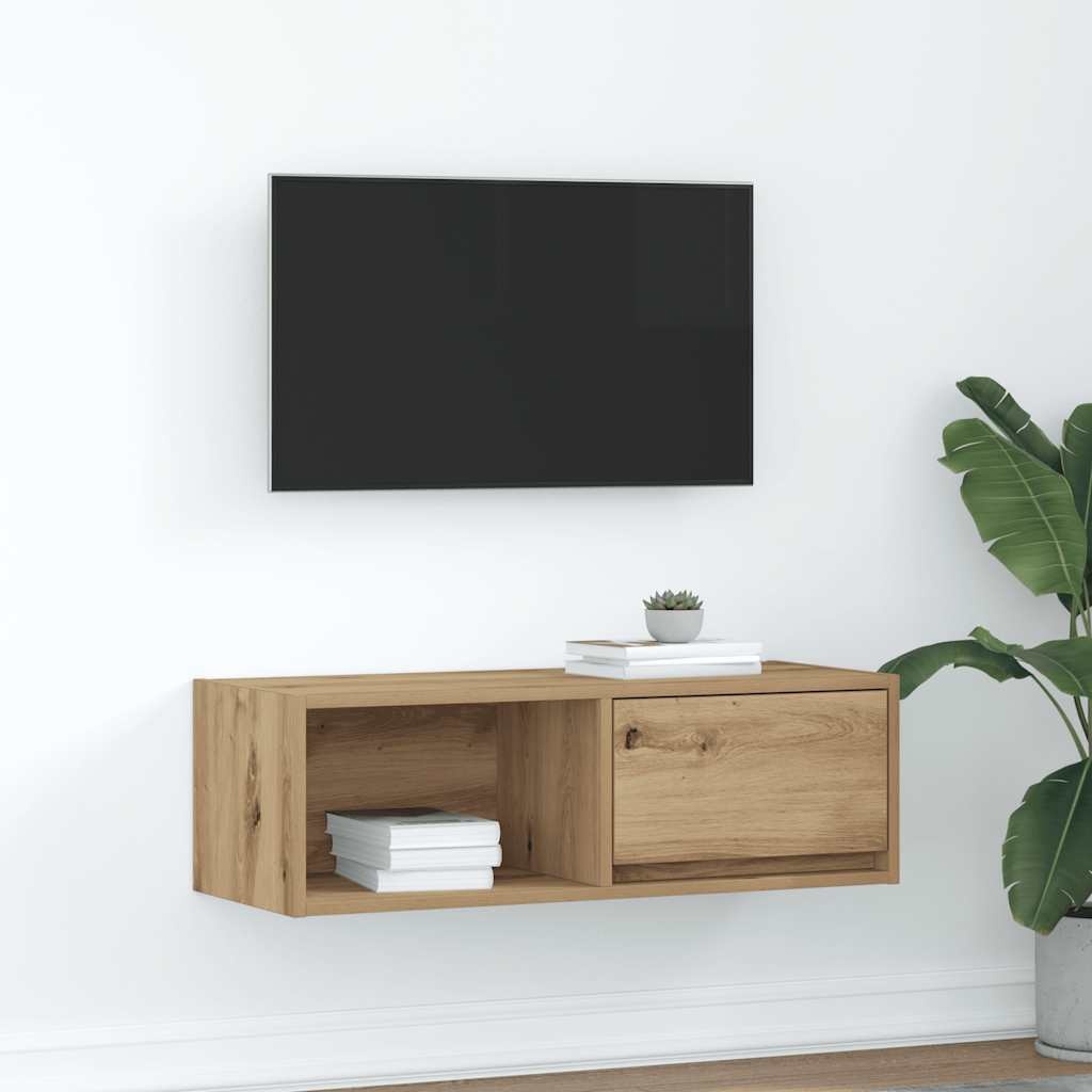 VidaXL Tv-meubel 80x31x25,5 cm bewerkt hout artisanaal eikenkleur