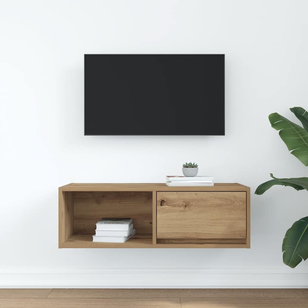 VidaXL Tv-meubel 80x31x25,5 cm bewerkt hout artisanaal eikenkleur