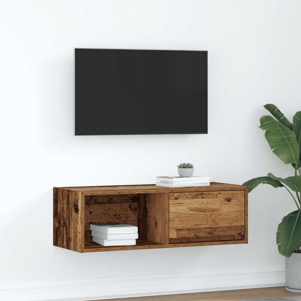 VidaXL TV-meubel 80x31x25,5 cm bewerkt hout oud houtkleurig