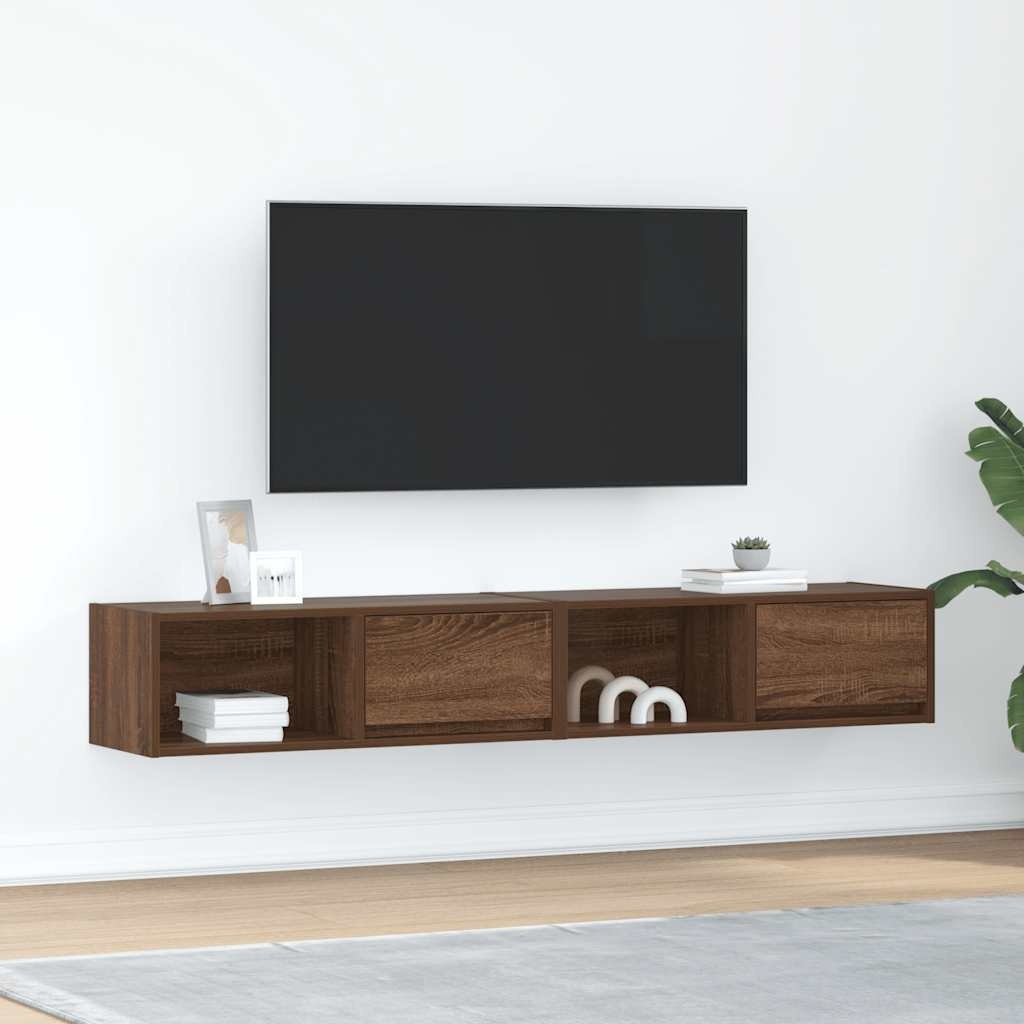 VidaXL Tv-meubelen 2 st 80x31x25,5 cm bewerkt hout bruin eikenkleur