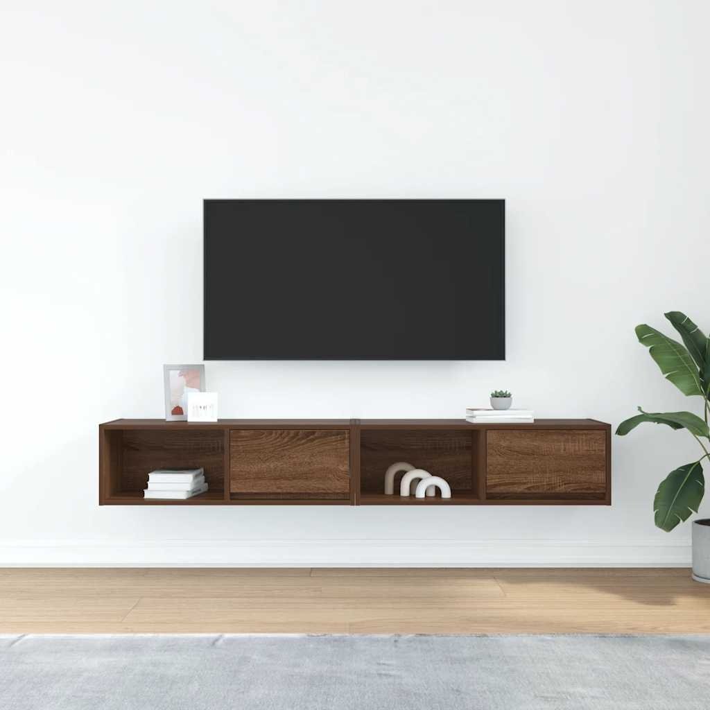 VidaXL Tv-meubelen 2 st 80x31x25,5 cm bewerkt hout bruin eikenkleur