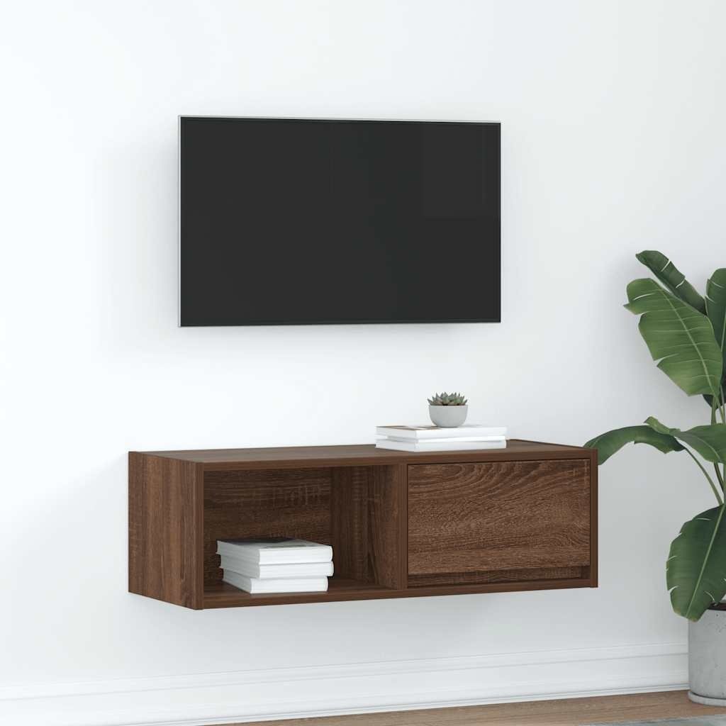 VidaXL Tv-meubel 80x31x25,5 cm bewerkt hout bruin eikenkleur