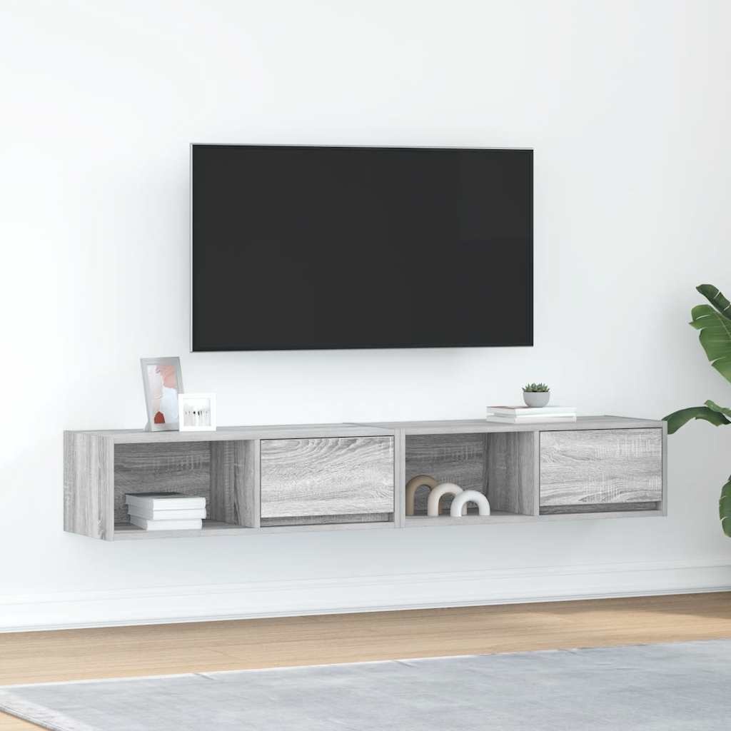 VidaXL Tv-meubelen 2 st 80x31x25,5 cm bewerkt hout grijs sonoma eiken