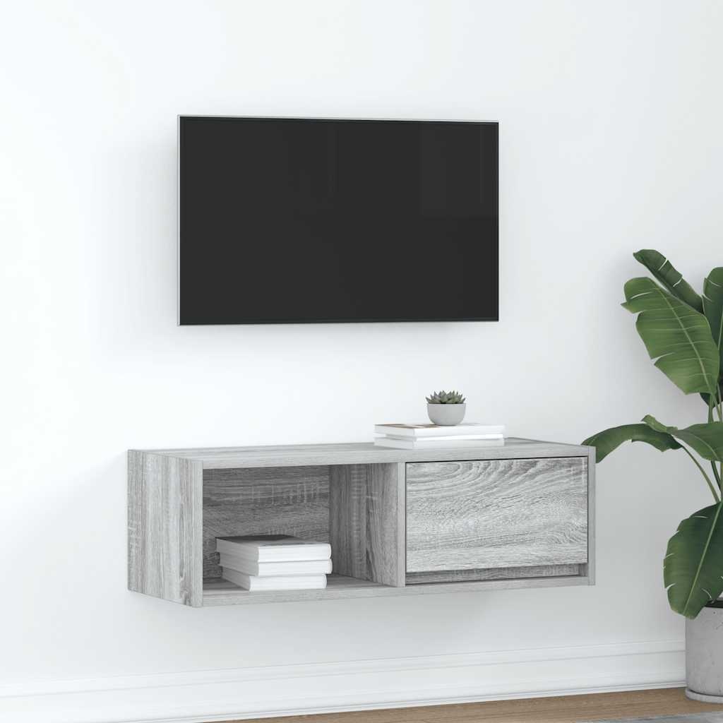 VidaXL Tv-meubel 80x31x25,5 cm bewerkt hout grijs sonoma eikenkleurig