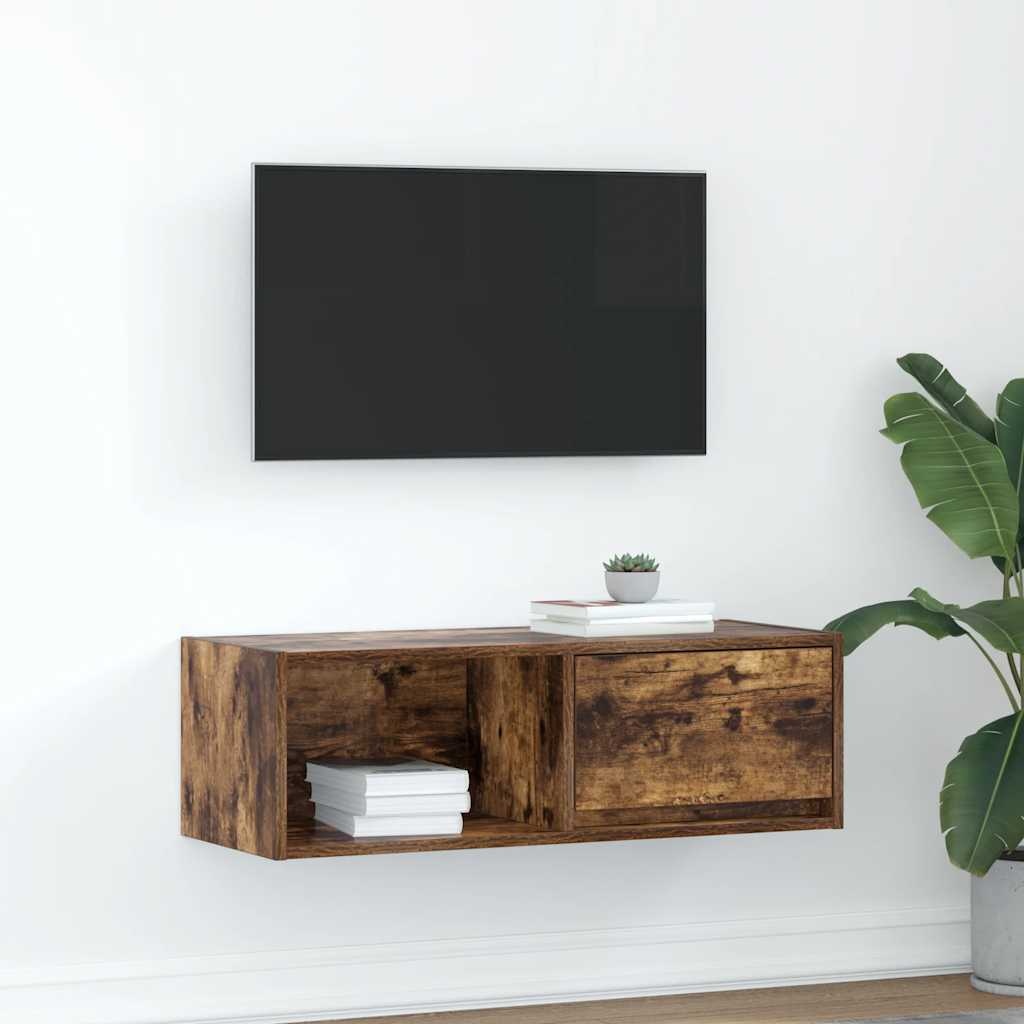 VidaXL Tv-meubel 80x31x25,5 cm bewerkt hout gerookt eikenkleurig