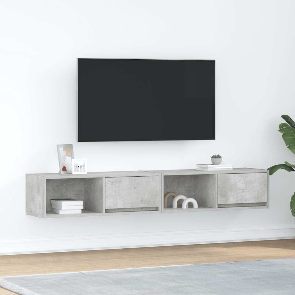 VidaXL Tv-meubels 2 st 80x31x25,5 cm bewerkt hout betongrijs