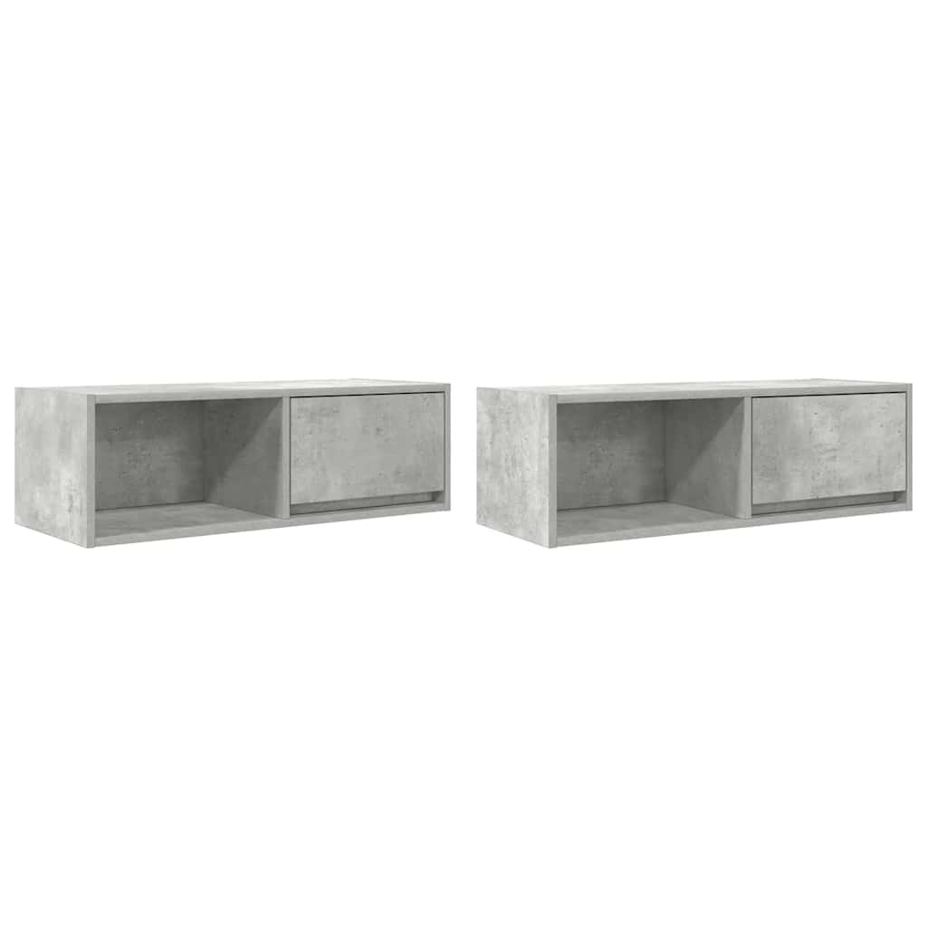VidaXL Tv-meubels 2 st 80x31x25,5 cm bewerkt hout betongrijs